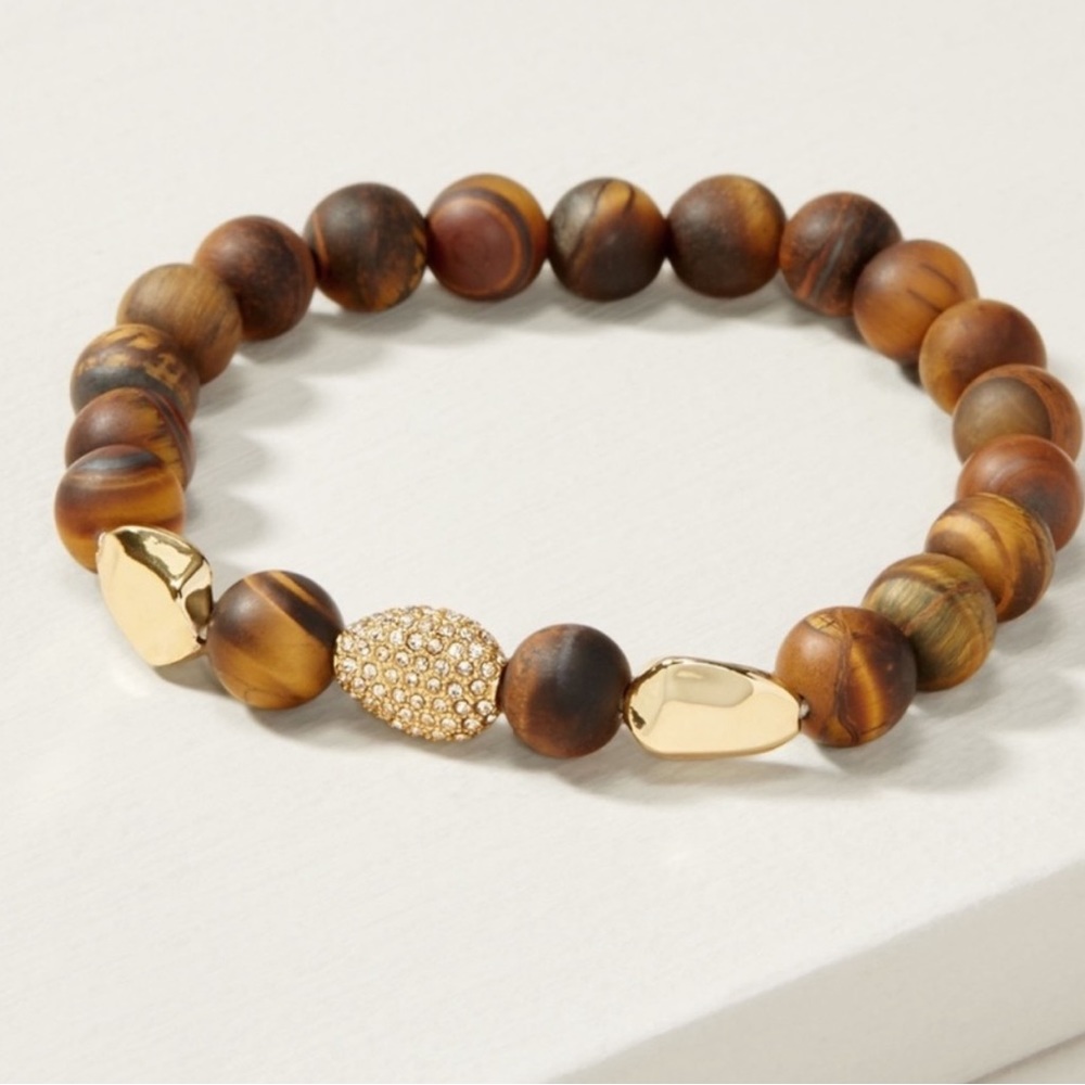 Stella & Dot Ulani Stretch Pave/Wooden Bracelet - Picture 1 of 4